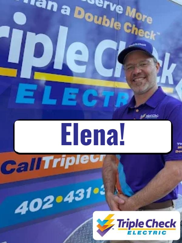Triple Check Electric personalized review request showing the customer's name Elena
